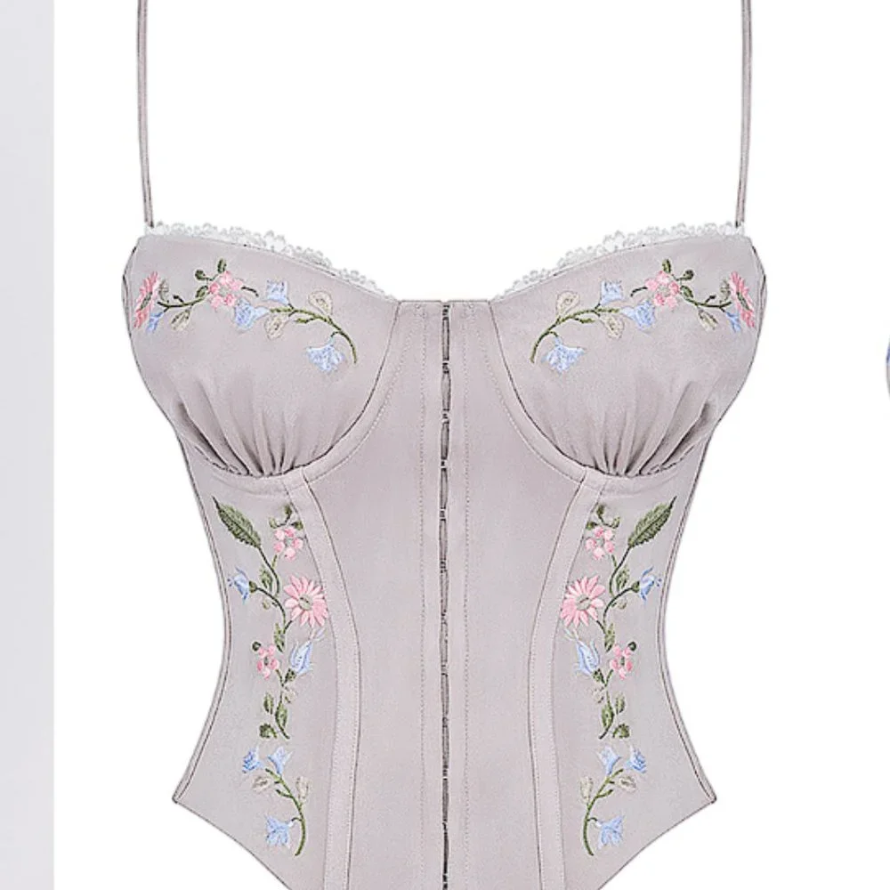 HOUSE OF CB 'Petunia' Light Lavender Embroidered Corset NWOT - Picture 5 of 10